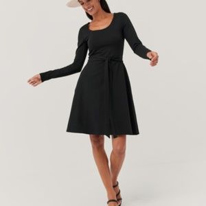 Pact Women's Black Skylar Tie Fit & Flare Dress. Retail $118